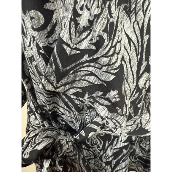 Belle Kim Gravel Womens Gray Floral Tie Boat Neck Tunic Top‎ Size 2X Stretch - Picture 3 of 11